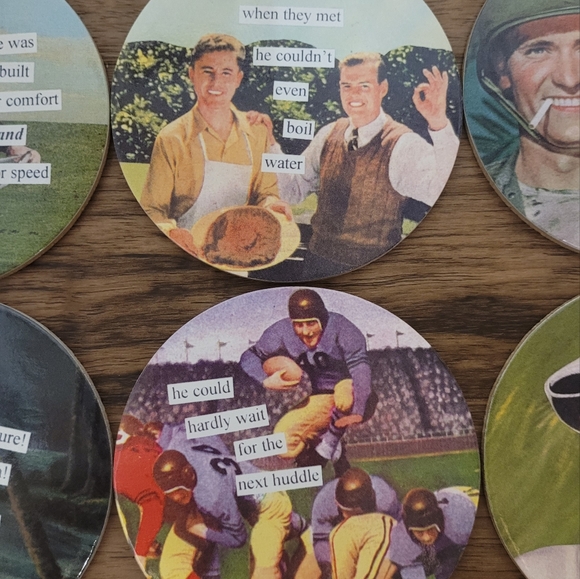Vintage Unique Coasters For Drinks - 6 Pack Unique Design Army / Quotes / Tin - Picture 5 of 6